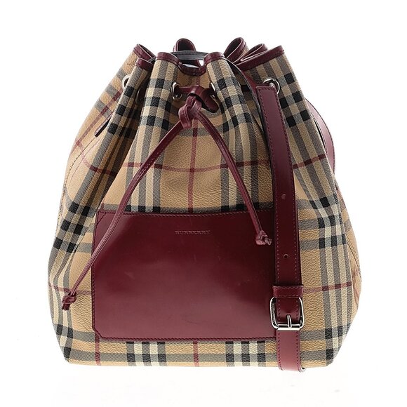 Burberry Bucket Back with red leather - traditional Burberry Check - Picture 2 of 7